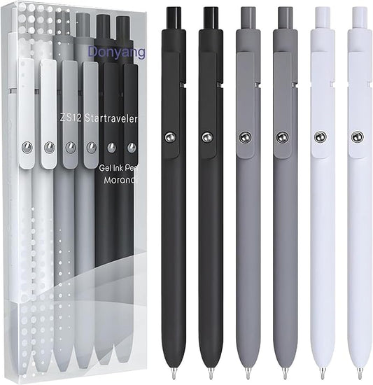 Donyang Gel Pens, 6pcs 0.5mm Black Ink Fine Point Pens With Smooth Writing, Office Supplies, Anniversary Birthday Gifts for Men Women, Quick Dry Pen For Journaling, Nurse Aesthetic Pen