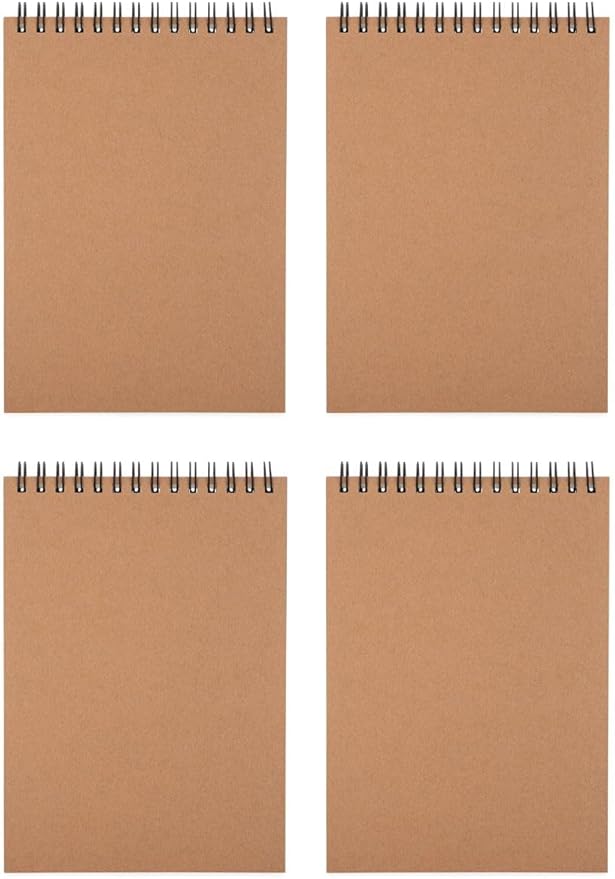 K-Kraft Steno Notebooks Kraft Paper Covers (Four 5 x 7 Notepads) 80 sheets each