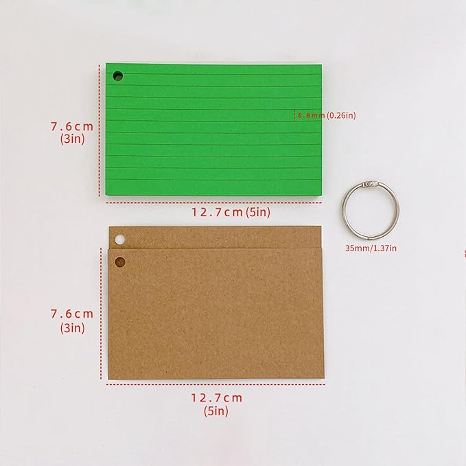 Lined Indexes Cards Flashcards Presentation Studying Note Blanks Revisions for Home and School Lined Indexes with Binding Rings