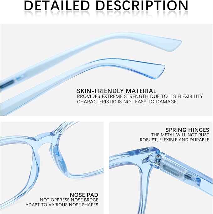 Progressive Multifocus Reading Glasses Men Women 3 Pack Anti Blue Light Eyestrain Quality Computer Readers (3 Mix, 2.0)
