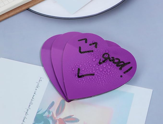 ONLYKXY 3 Pack Heart Shaped Transparent Sticky Notes 2.8X2.8in Waterproof Self-Stick Book Tabs 150 Sheets PET Markers Sticky Notes Pad (Purple)