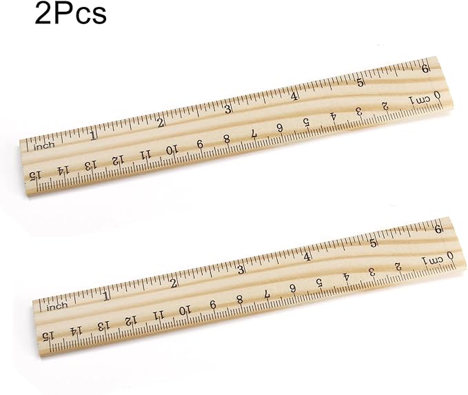 Utoolmart 2 Pcs Wooden Straight Ruler, 15cm / 6-inch Double-Sided Scale Ruler, Measuring Tool for Engineering Office Architect and Drawing