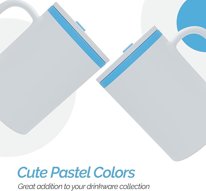 Copco Iconic 16oz Double Wall Insulated Desk Mug with Lid & Handle, Set of 2, BPA-Free Reusable Plastic, Spill-Resistant, Microwave & Dishwasher Safe, Wide Mouth (Teal)