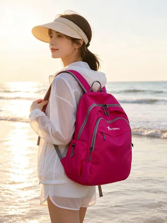 Geboldil Men's and women's lightweight foldable hiking travel backpack waterproof camping backpack fuchsia