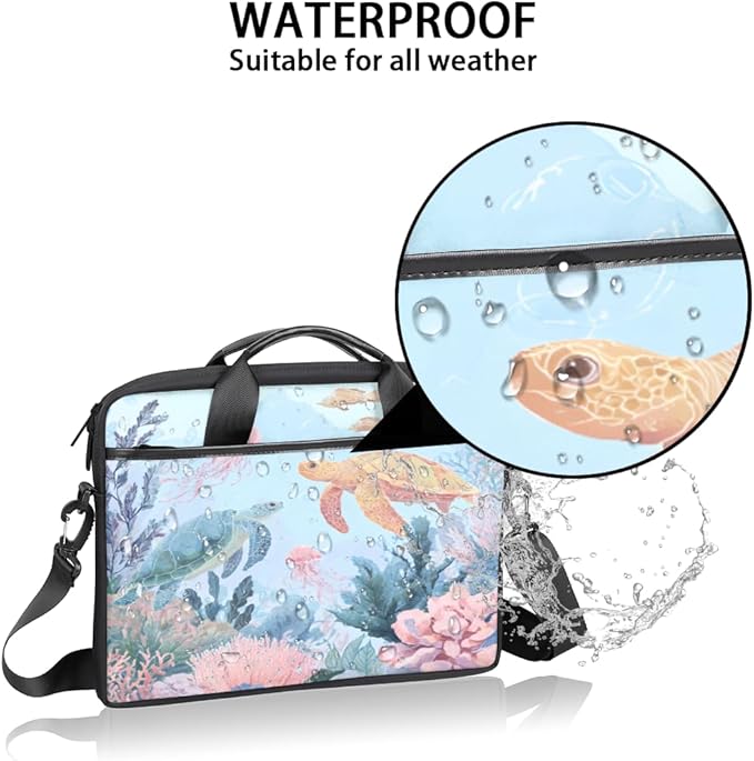 Sea Turtle Coral Laptop Sleeve Case for 13-15 inch Computer Bag Protective Laptop Handle Bag for Women Men