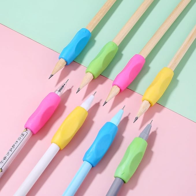 10Pcs Pen Grips Set, Multicolor Silicone Pencil Grips for Kids Adults Handwriting, Flexable Soft Comfortable Pencil Grippers, Pen Cushion Grip Writing Aid Corrective Finger Tool for Students