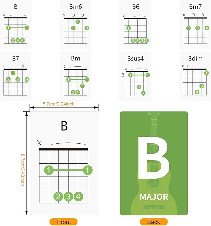 Guitar Chords Flash Cards, 56 Chord Cards, Guitar Notes- Learn Essential Chords Quickly, The Major and Minor Scales Guitar Flash Cards for Beginners and Players
