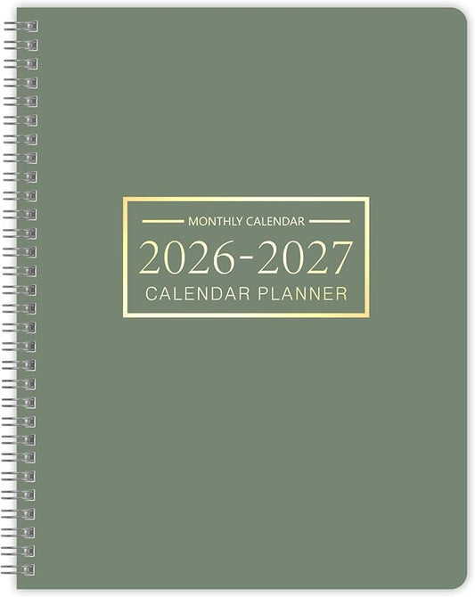 Monthly Planner 2026-2027, 2026 Calendar 24 Months Planner, Jan 2026 - Dec 2027, 8.6" x 11", Academic Calendar Hard PVC Cover with Spiral Bound, Perfect for School & Office for Women & Men
