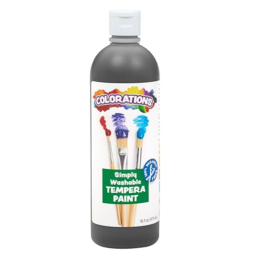 Colorations Washable Tempera Paint, 16 fl oz, Black, Non Toxic, Vibrant, Bold, Kids Paint, Craft, Hobby, Fun, Art Supplies