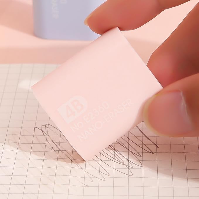 6pcs Nano Dust-Free 4B Eraser with Scratch Free and Chip Free Creativity, Simple and Pure Color Rubber-Nano dust- rubber (6 large pieces)