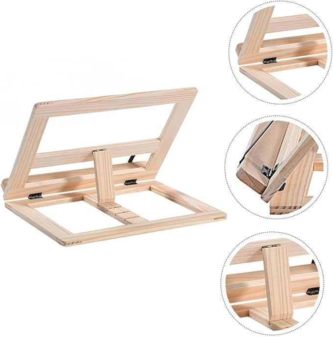 TEHAUX 1pc Wooden Reading Rack Versatile Book Holder for Desk Sofa Bed Compact and Design for Students and Adults Supports Tablets and More
