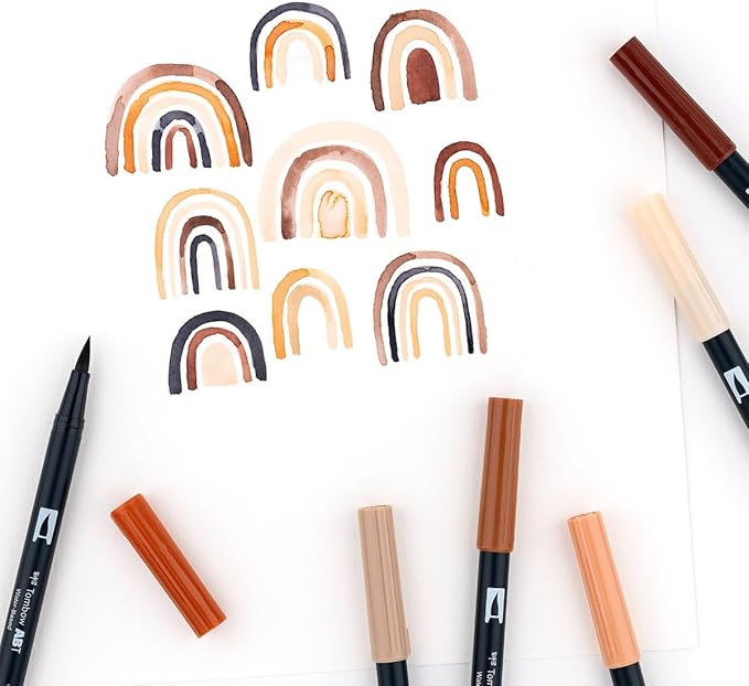 Tombow 56236 Dual Brush Pen Art Markers, Portrait, 6-Pack. Blendable, Brush and Fine Tip Markers