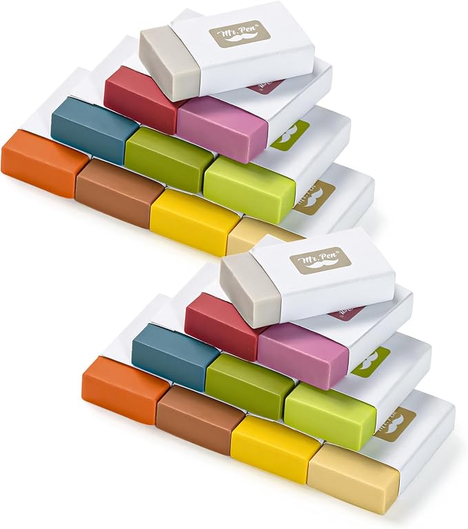 Mr. Pen- Erasers Bulk, 20 Pack, Large Block Erasers for School, No Smudge