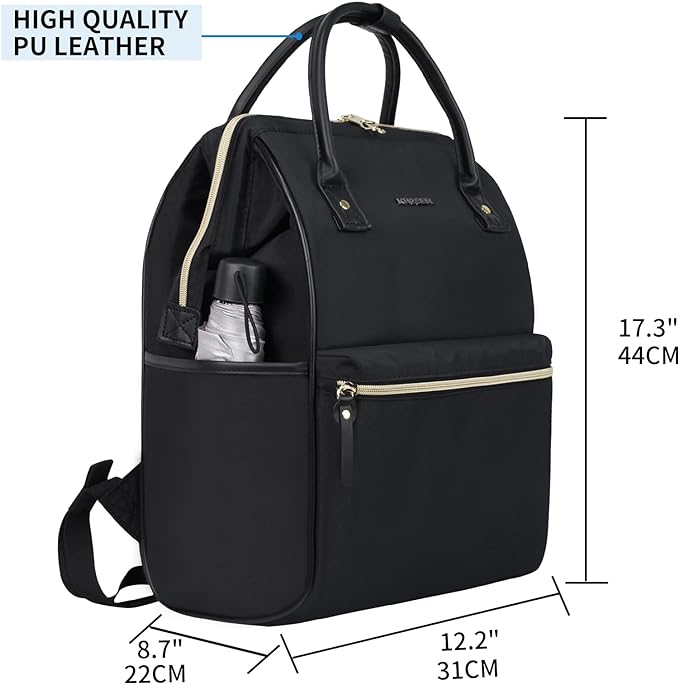 KROSER Laptop Backpack 17" Stylish Backpack Water Repellent College Casual Daypack with USB Port Travel Business Work Bag for Men/Women-Black