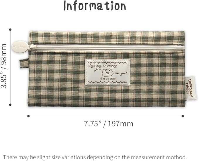 Monolike_Fabric/Cushion Pencil case (Unmatched Friends Fabric Check Pencil Case Series. 2, Vintage green)