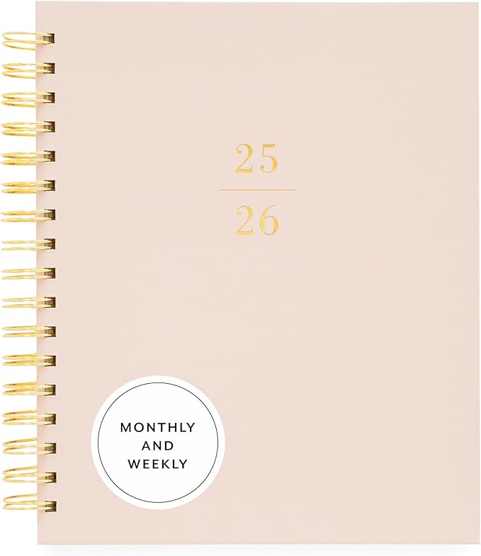 Sugar Paper 2025-2026 Signature Spiral Student Planner, Weekly and Monthly, August 2025 to July 2026, School, College & Student Planner, 12 Month, 7.5" x 9.25", Blush