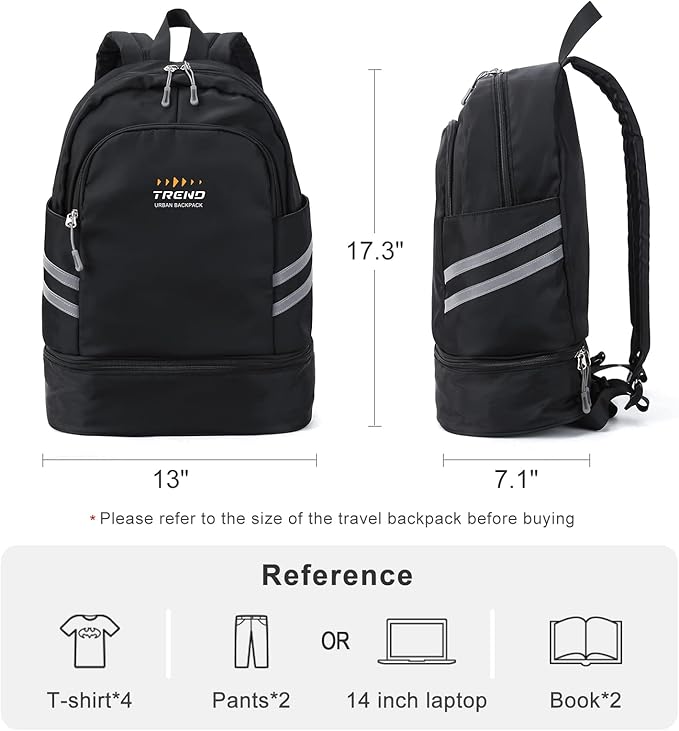 coofay Gym Backpack For Women Waterproof Backpack With Shoe Compartment Lightweight Travel Backpacks Black Sports Backpacks Large Gym Bag