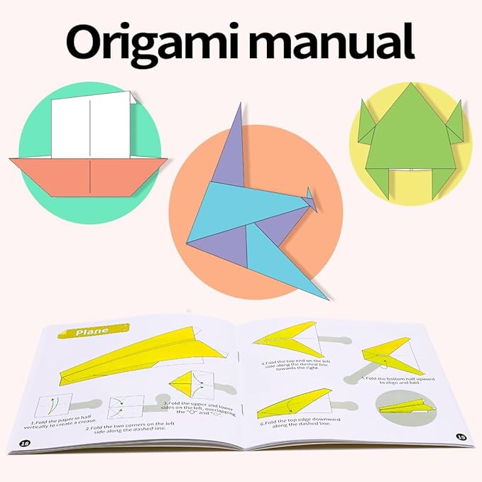 Origami Paper, Double Sided Color Origami Paper kit, 220 Sheets Multicolor Square Easy fold paper with Origami manual for Beginner, Paper & Paper Crafts DIY Projects(6x6inch)