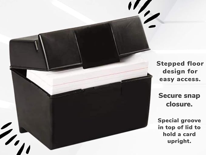 1InTheOffice Index Card Holder 3x5, & 100 pcs Index Cards Ruled Color Coded Assorted Color, Index Cards Storage Box 3x5 (Combo)