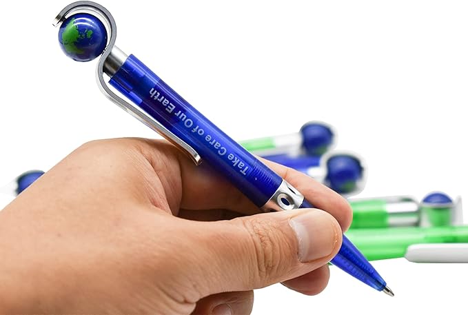 Maydahui 12 Pcs Cute Earth Globe Spinning Pens Retractable Tellurion Ballpoint Pen Black Ink Novelty for Earth Day Office Supplies Desk Decor