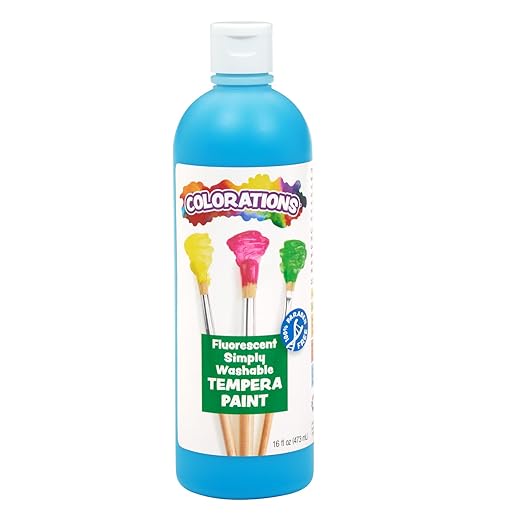 Colorations Washable Tempera Paint, 16 fl oz, Fluorescent Blue, Neon, Non Toxic, Vibrant, Bold, Bright, Kids Paint, Craft, Hobby, Fun, Art Supplies