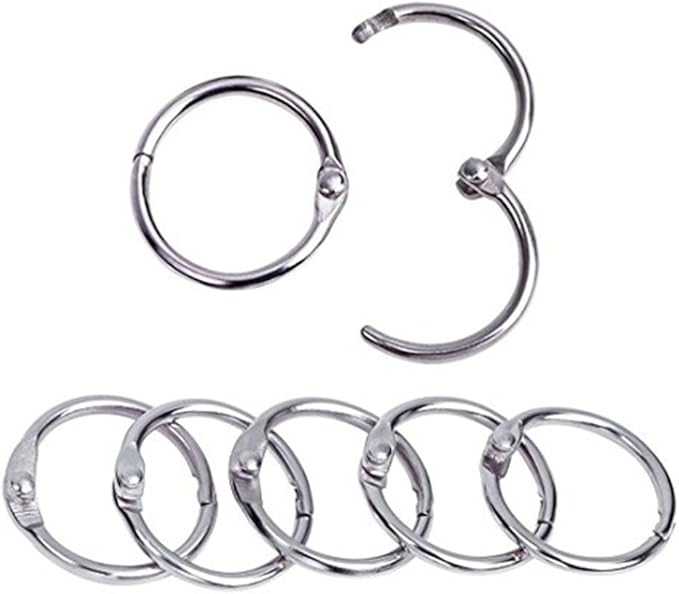 Antner 1 Inch Loose Leaf Binder Rings, 50 Pack Nickel Plated Small Metal Office Book Rings Keychain Keyrings for Paper, Index Cards, Flashcards, Scrapbooks, Home and Office Documents Organization