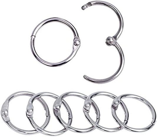 Antner 1 Inch Loose Leaf Binder Rings, 50 Pack Nickel Plated Small Metal Office Book Rings Keychain Keyrings for Paper, Index Cards, Flashcards, Scrapbooks, Home and Office Documents Organization