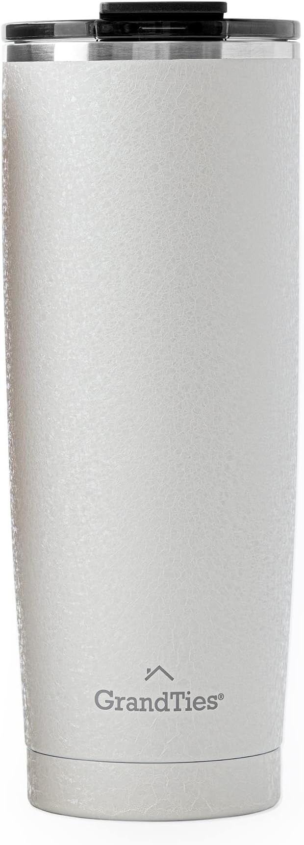 GRANDTIES Insulated Coffee Tumbler Cup w/Tritan Lid | Leak Proof, Reusable, Double Walled Vacuum Stainless Steel Travel Mug | 20oz (Snowy: Pearl)