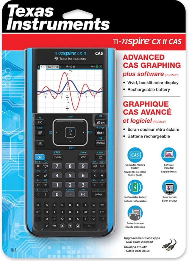 Texas Instruments TI-Nspire CX II CAS Graphing Calculator | Color Screen, 8 Built-in Apps, Python Programming, Included Software, for Math, Science and Finance | Signature Series Gift Bundle