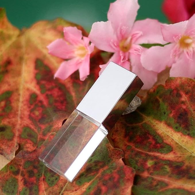 New Crystal Transparent Rectangle Genuine USB Flash Drive 3.0 LED Lighting Memory Stick Birthday Wedding Gift Pen Drive,Silver (32GB)…