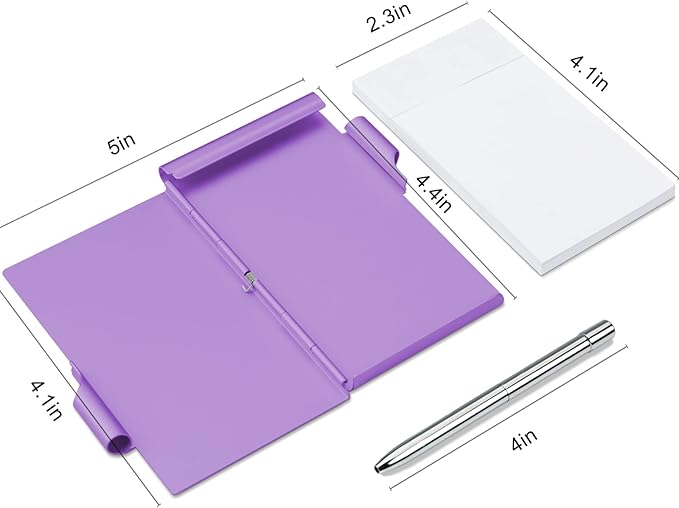 Metal Small Notebook, Mini Notepad, Small Pocket Notepad Aluminum Note Case with Mini Metal Pen and 60-Page Sheets - Memo Books Note Pads, Solid Purple