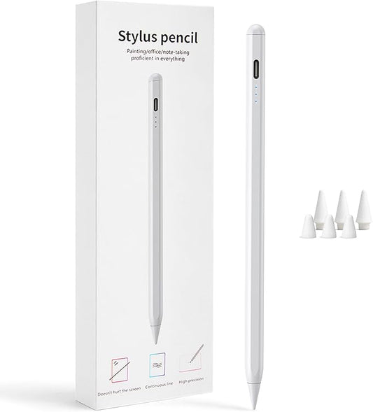 Stylus Pen for iPad 2018-2026, 2X Fast Charge Active Pencil with Tilt Sensitivity & Palm Rejection, iPad 11/10/9/8/7/6/A16, Air M4/M3/M2, Pro M5/M4, Mini 7/6/5 (White)