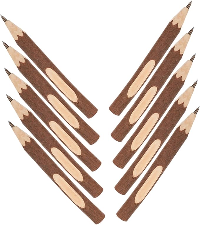 Natural Wooden Ballpoint Pens 10pcs 13cm Biodegradable Tree Bark Writing Pens Multi-use Portable for Home and Office Supplies