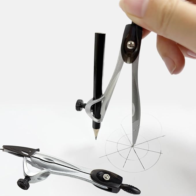 Protractor and Compass Set with Rulers, All-in-One Compass Geometry Tool Kit for Students and Technical Drawing