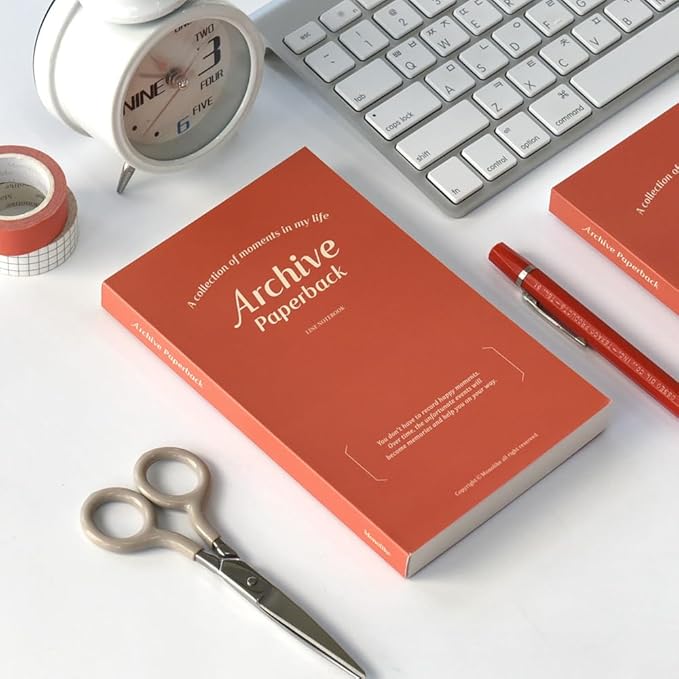 Monolike Archive Paperback Line Notebook - 01. Red_Design note, Mini note, Simple note, Notebook, 192 Pages, 4.13x6.69