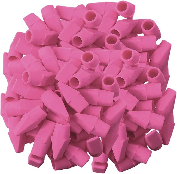 Pencil Top Erasers, 144 Count Pink Cap Erasers, Pink Eraser Tops, Pencil Toppers, Pencils Cap Eraser