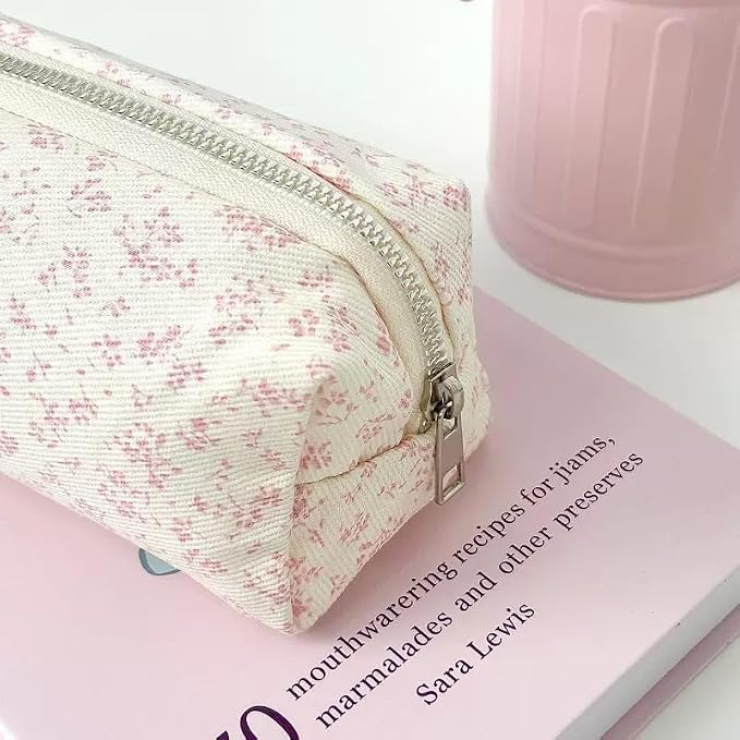 Pencil Case, Pencil Pouch for Women, Pencil Case Small, Pencil Pouch Aesthetic (Pink floral)