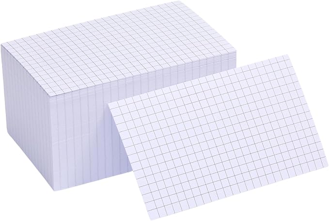 Extra Heavyweight Grid Index Cards 3x5 Inch 92lb Weight Double Sided Graph Ruled Notecards Thick Flash Cards for Note-Taking, Studying, and Organization, Ideal for School, Home and Office - 100 Count