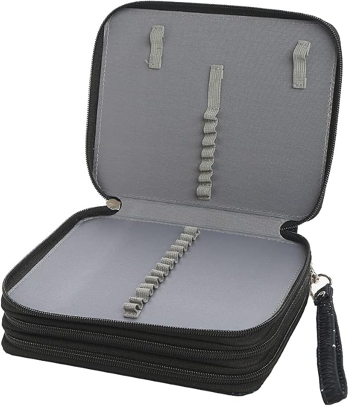 72 Slots Pencil Case Organizer w/Removal Handle Strap | 3-Layer Zipped Pencils Box Large for Colored Pencils Watercolor Pencils for Office and Travel for Artist