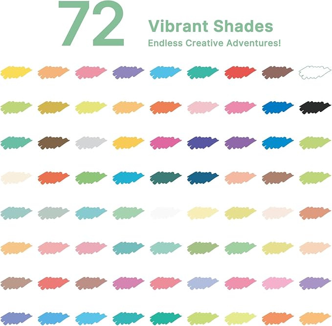 Tongfushop 72 Colors Acrylic Paint Markers, Dual Tip Acrylic Paint Pens with Brush Tip & Fine Tip, Wood Markers for Rock Painting, Wood, Canvas, Stone, Glass, Ceramic, DIY Crafts, Art Supplies