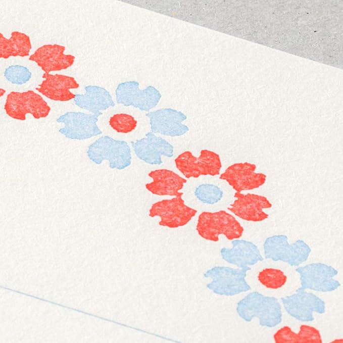 Midori 86478006 Letter Set, 478 Typographic, Flower Frame Pattern, Light Blue
