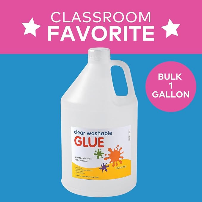 Fun Express Clear Glue Gallon for Crafts & Slime Making - Premium PVA School Glue Bulk Supply | Washable Liquid Craft for Kids Art Projects, Classroom Activities & DIY Slime Supplies
