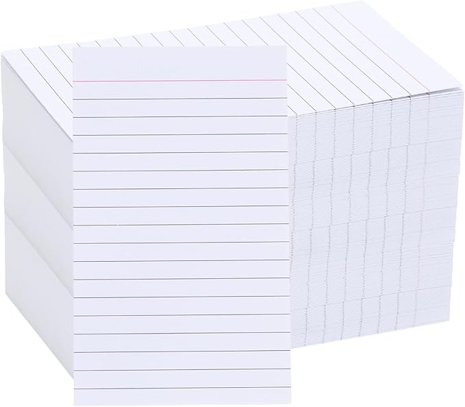 400 Count Vertical Ruled Index Cards 3 X 5 Flash Card Double Sided Lined Notecards Heavy Weight Ruled Checklist Thick Recipe Cards for Studying, School, Home and Office,White