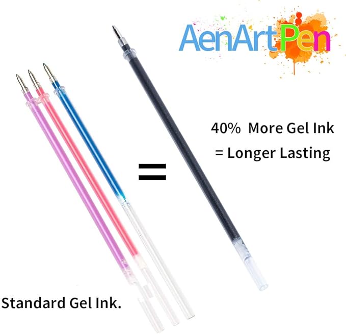 Aen Art Glitter Gel Pens Colored Fine Tip Markers with 40% More Ink for Adult Coloring Books, Drawing and Doodling (24 Colors)