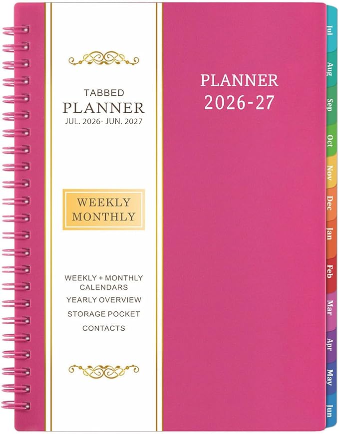 Planner 2026-2027 - 2026-2027 Academic Planner, 2026-2027 Planner Weekly and Monthly with Tabs, July 2026 - June 2026, 6.25" × 8.3", Strong Twin-Wire Binding