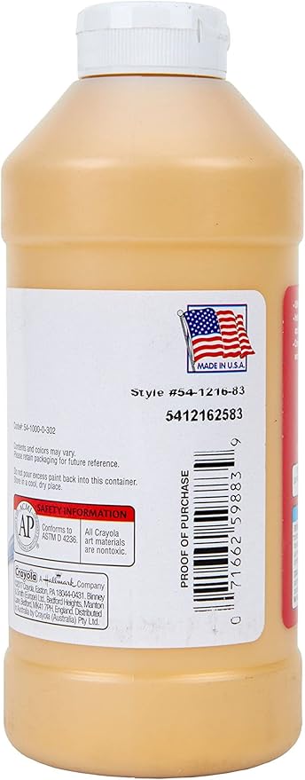 Crayola Tempera Paint For Kids, Gold Paint, Classroom Supplies, Non Toxic, 16 Oz Squeeze Bottle