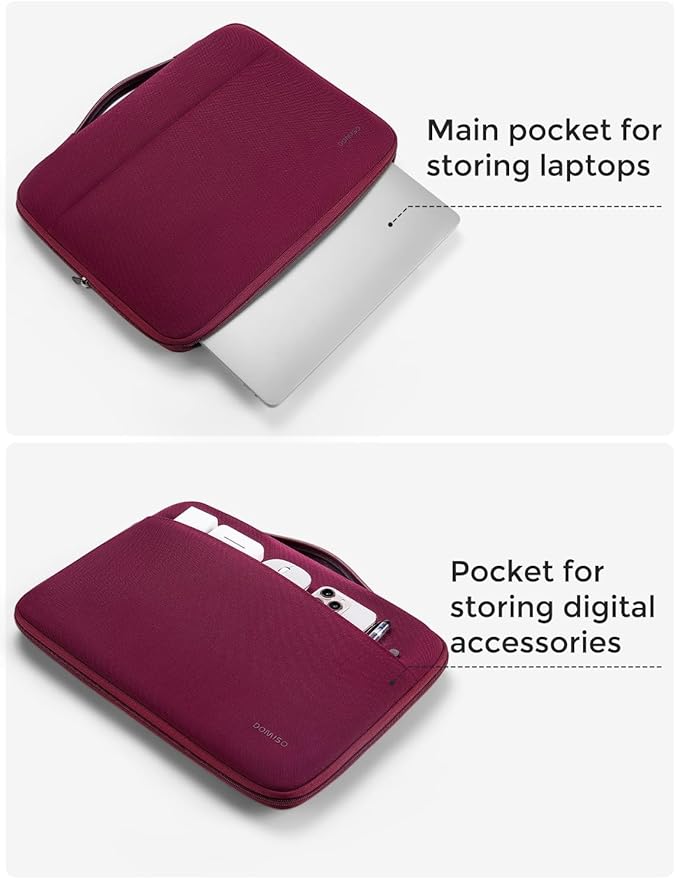 DOMISO 15.6 inch Laptop Case Sleeve Protective Cover Compatible with 16 inch MacBook Pro M4 M3 M2/Pro Max,15.6-16 inch HP Dell ASUS Lenovo Chromebook,Waterproof Computer Cases Bag with Handle,Wine