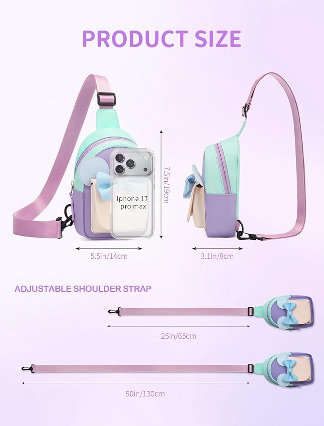 Birthday Back to School Gifts for Girls 3-8, Kids Fanny Pack Toddler Purse | Cute Fashion Sling Crossbody Bag for 3 4 5 6 7 8 Year Old Girls with Adjustable Strap. Perfect for Travel Holiday Essentials