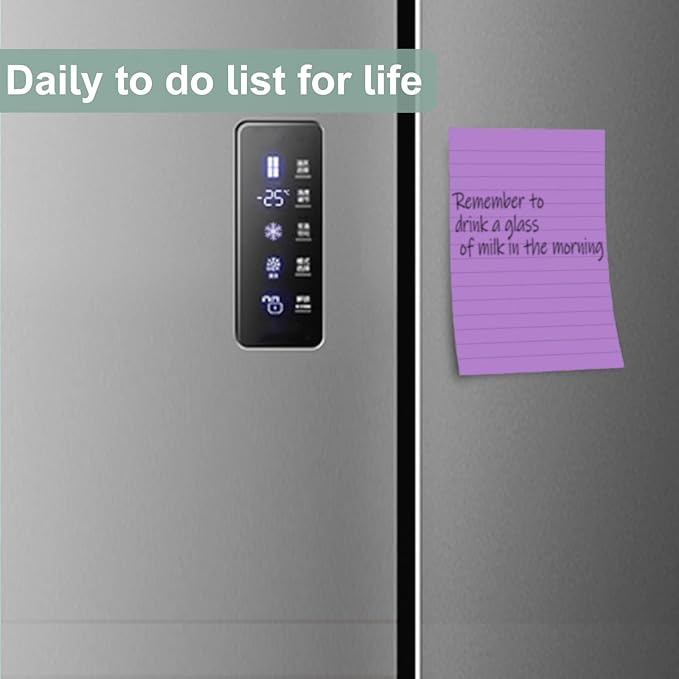 24 Pack Lined Sticky Notes 4X6 in, Self Sticky Note Pads with Lines, Large Sticky Note Memo Pad for Office, Home, School, Meeting, 50 Sheets/pad, Light Color