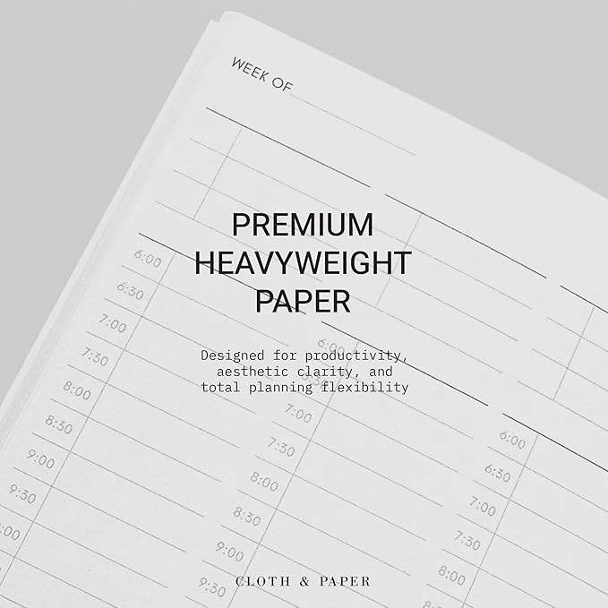 Cloth & Paper Travel Notebook | Time Blocking Planner – Bordeaux | A5 Slim Daily Schedule Planner 4.3" x 8.3" | 30 Minute Time Block Layout for Planning, Scheduling & Productivity – Soft Touch Cover